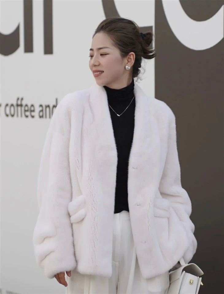 Mink Fur Warm Jacket Winter Real Import Mink Fur Coat For Women