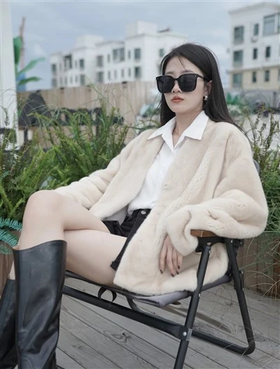 Manteau de vison véritable pleine peau de qualité supérieure pour femme